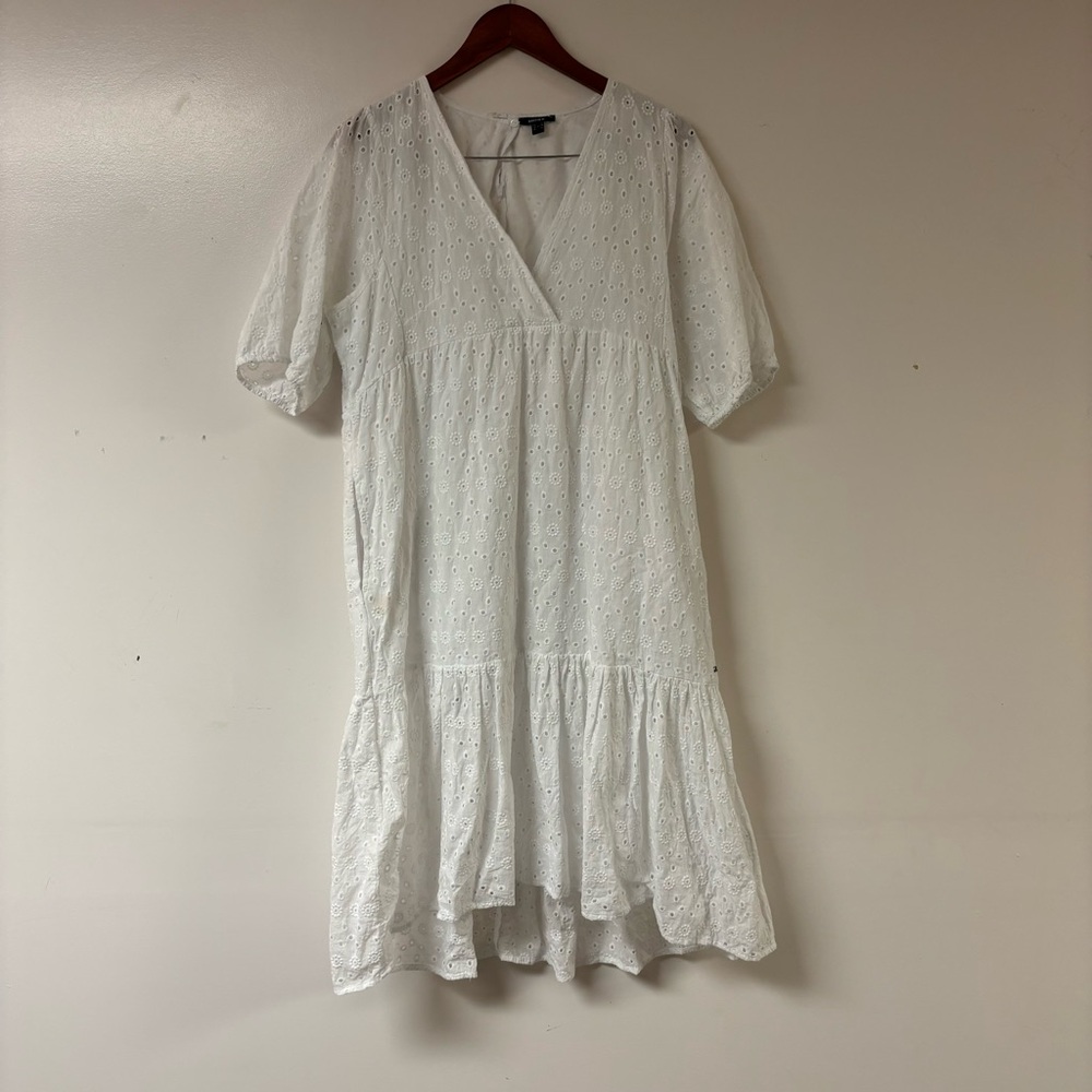 Mexx White Eyelet midi Dress beach vacation size XL